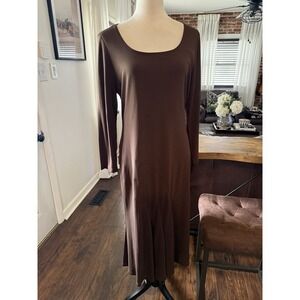 Lauren Ralph Lauren Womens Brown 3/4 Sleeve Stretchy Minimalist Midi Dress Sz L
